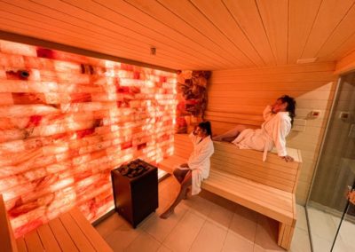 Sauna with salt wall