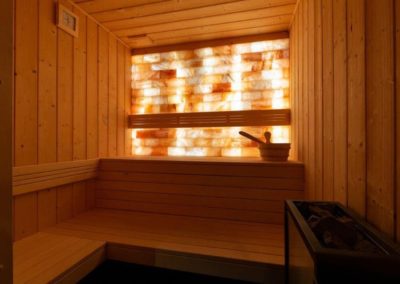 Sauna with salt wall