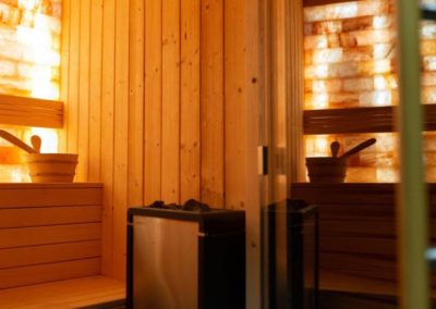 Sauna with salt wall