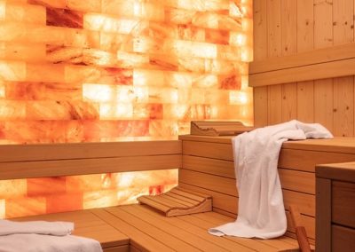 Sauna with salt wall