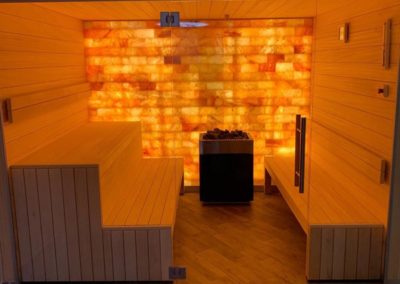 Sauna with salt wall